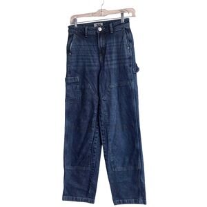 SO Heritage Women High Rise Carpenter Jeans Dark Wash Blue Straight Leg Sz 0/24w